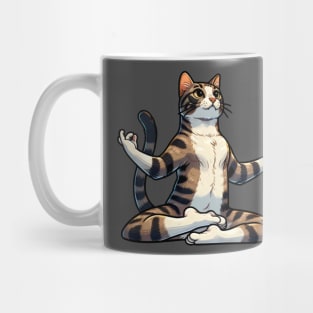 Zen Cat Yoga Pose - Mindfulness Feline Illustration Mug